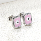 Rectangle with multi-color eyeballs multi-color bottom drop earrings 9*11mm