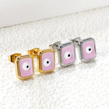 Rectangle with multi-color eyeballs multi-color bottom drop earrings 9*11mm