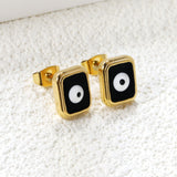 Rectangle with multi-color eyeballs multi-color bottom drop earrings 9*11mm