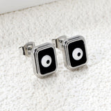 Rectangle with multi-color eyeballs multi-color bottom drop earrings 9*11mm