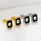 Rectangle with multi-color eyeballs multi-color bottom drop earrings 9*11mm