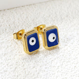 Rectangle with multi-color eyeballs multi-color bottom drop earrings 9*11mm