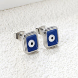 Rectangle with multi-color eyeballs multi-color bottom drop earrings 9*11mm