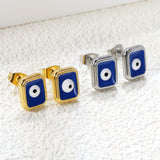 Rectangle with multi-color eyeballs multi-color bottom drop earrings 9*11mm