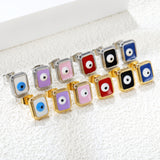 Rectangle with multi-color eyeballs multi-color bottom drop earrings 9*11mm