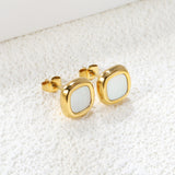 Square with White Shell Earrings 10*10mm