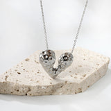 24*21mm Heart with Pitted Face Pendant Necklace 0.3 Cross Chain 40+5cm+6mm Round End Plate Steel Color/Golden Color