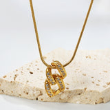 10*20mm Diamond Clasp Pendant Necklace 1.2mm Round Snake 40+5cm+6mm Round Plaque Steel color/golden