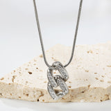 10*20mm Diamond Clasp Pendant Necklace 1.2mm Round Snake 40+5cm+6mm Round Plaque Steel color/golden