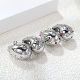 Teardrop Hollow with White Diamonds Earrings 16.2*26mm