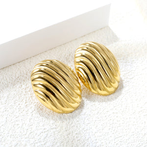 Oval Stripe Earrings 27.5*33.3mm