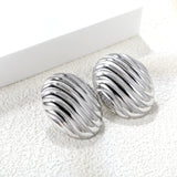 Oval Stripe Earrings 27.5*33.3mm