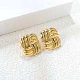 Square Knitted Earrings 21*21mm Gold Color