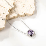 Square Pendant with white & mineral black & deep purple & light purple & red & pink & deep blue & light blue & deep green & light green & white opal & pink opal pendant 10mm necklace 43+5cm