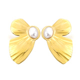 24*37mm Butterfly wings with half 7.6*9.8mm oval blue turquoise/white gum beads earrings gold color