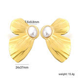 24*37mm Butterfly wings with half 7.6*9.8mm oval blue turquoise/white gum beads earrings gold color