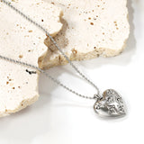 15*16.8mm heart with 6 white diamonds pendant+1.2mm bobble chain necklace 45+5cm