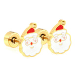 Children's Christmas Santa Claus twist plug earrings gold color