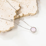 Round with white & mineral black & deep purple & light purple & red & pink & deep blue & light blue & deep green & light green & white opal & pink opal pendant 10mm necklace 43+5cm