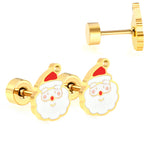 Children's Christmas Santa Claus twist plug earrings gold color