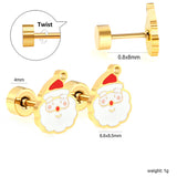 Children's Christmas Santa Claus twist plug earrings gold color