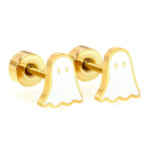 Children's Halloween Christmas models cartoon ghost twist plug earrings gold color