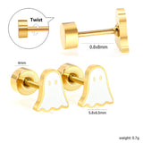 Children's Halloween Christmas models cartoon ghost twist plug earrings gold color