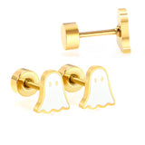 Children's Halloween Christmas models cartoon ghost twist plug earrings gold color