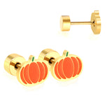 Children's Halloween Christmas models cartoon pumpkin twist plug earrings gold color