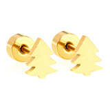 Children's Christmas Glossy Tree Shape Twist Earrings gold color