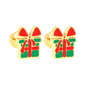 Children's Christmas Gift Twisted Plug Earrings Gold