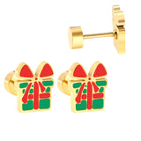 Children's Christmas Gift Twisted Plug Earrings Gold