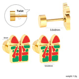 Children's Christmas Gift Twisted Plug Earrings Gold