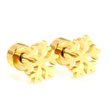 Children's Christmas cartoon winter snowflake twist plug earrings gold color