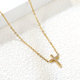 10*15mm cross with white diamond pendant necklace 42+5cm