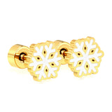 Children's Christmas winter snowflake twist plug earrings gold color