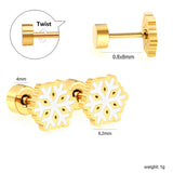 Children's Christmas winter snowflake twist plug earrings gold color