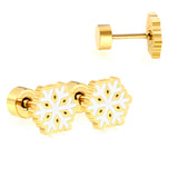 Children's Christmas winter snowflake twist plug earrings gold color