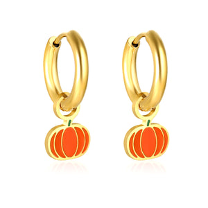 Children's Halloween Christmas models cartoon pumpkin 8 * 11mm drop earrings gold color