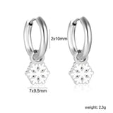 2*10mm circle + 7*9.5mm snowflake earrings with white oil drops steel color/golden color