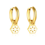 Children's Christmas winter snowflake drop earrings gold color