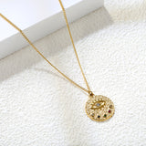 Round Mixed Color Diamonds + Eye Pendant Necklace 40+6cm