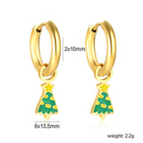 Children's Christmas Tree 6*13.5mm drop ear clips gold color