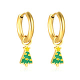 Children's Christmas Tree 6*13.5mm drop ear clips gold color