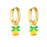 Children's Christmas bell drop earrings gold color