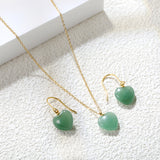 12.6*12.6mm Heart Green Natural Stone Set