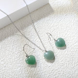 12.6*12.6mm Heart Green Natural Stone Set