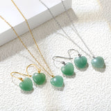 12.6*12.6mm Heart Green Natural Stone Set