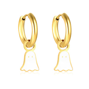 Children's Halloween Christmas models cartoon ghost 7 * 12mm drop earrings gold color