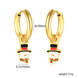 Children's Christmas snowman drop earrings gold color